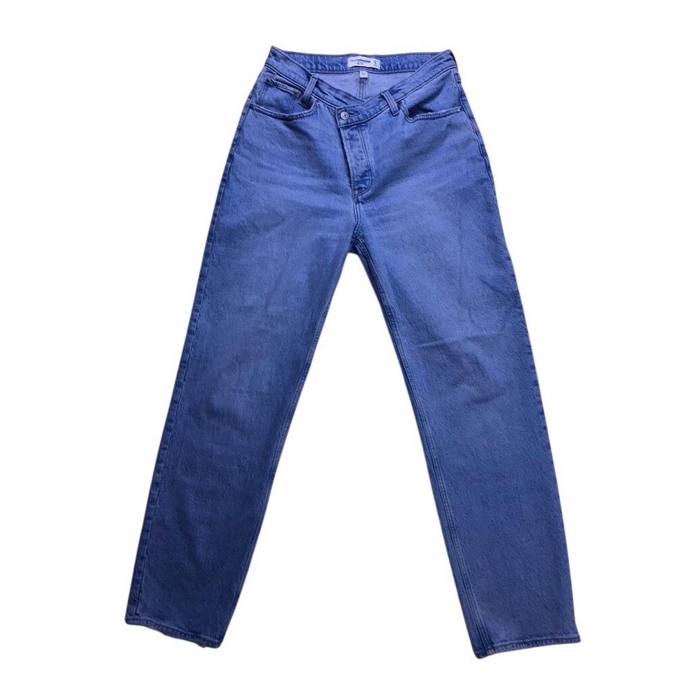 Abercrombie & Fitch‎ The Dad High Rise Jeans Womens 27/4R Blue Cross Over Denim